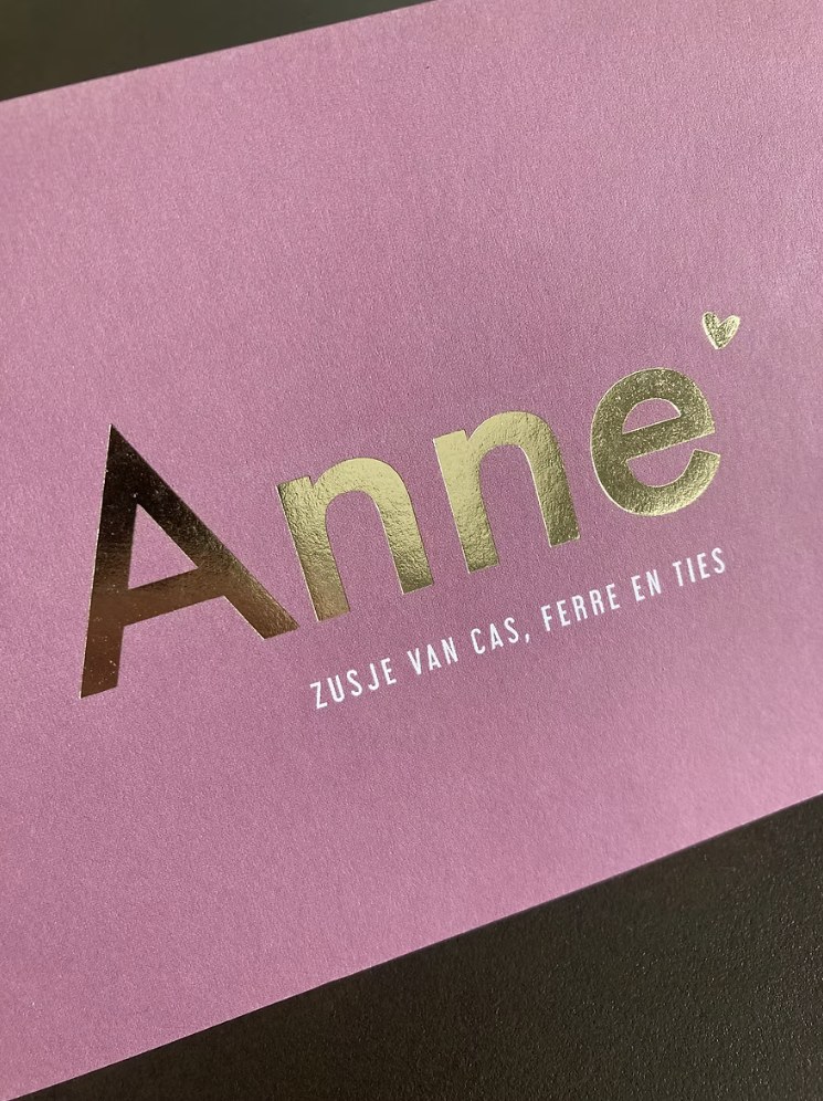 Geboortekaartje Anne met goudfolie